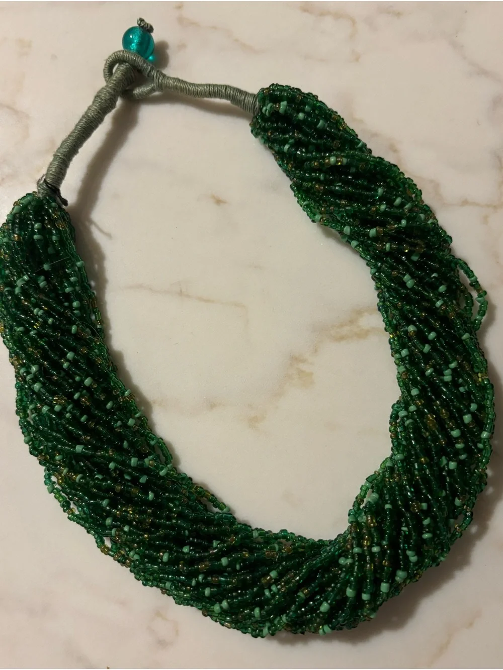 Twisted Green Beaded Multi-Strand Necklace - Women Jewelry